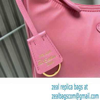 Prada Re-Edition 2000 Re-Nylon and Saffiano Mini Hobo Bag 1NE515 Pink/Gold 2024