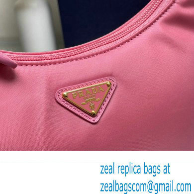 Prada Re-Edition 2000 Re-Nylon and Saffiano Mini Hobo Bag 1NE515 Pink/Gold 2024