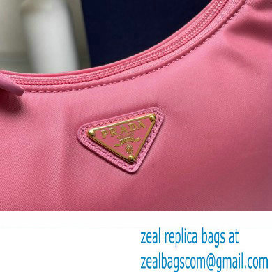 Prada Re-Edition 2000 Re-Nylon and Saffiano Mini Hobo Bag 1NE515 Pink/Gold 2024 - Click Image to Close