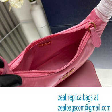 Prada Re-Edition 2000 Re-Nylon and Saffiano Mini Hobo Bag 1NE515 Pink/Gold 2024 - Click Image to Close