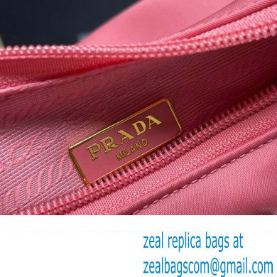 Prada Re-Edition 2000 Re-Nylon and Saffiano Mini Hobo Bag 1NE515 Pink/Gold 2024 - Click Image to Close