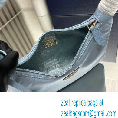 Prada Re-Edition 2000 Re-Nylon and Saffiano Mini Hobo Bag 1NE515 Sky Blue/Gold 2024