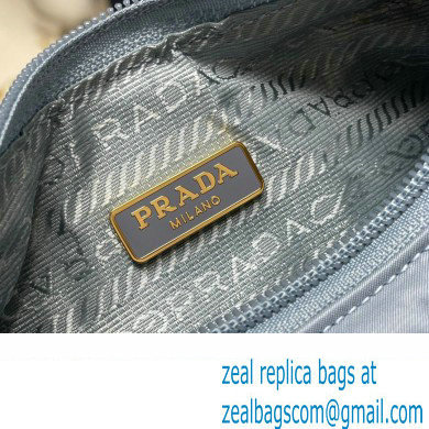 Prada Re-Edition 2000 Re-Nylon and Saffiano Mini Hobo Bag 1NE515 Sky Blue/Gold 2024 - Click Image to Close