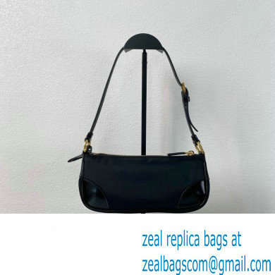 Prada Re-Edition 2002 Re-Nylon and brushed leather shoulder bag 1BC201 Black 2023 - Click Image to Close
