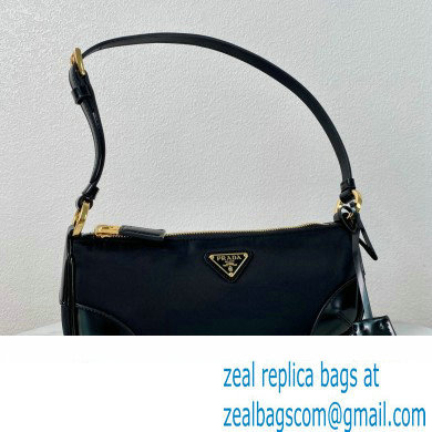 Prada Re-Edition 2002 Re-Nylon and brushed leather shoulder bag 1BC201 Black 2023 - Click Image to Close