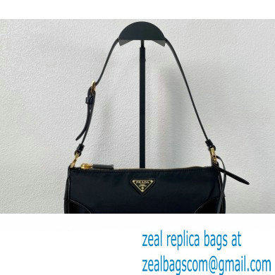 Prada Re-Edition 2002 Re-Nylon and brushed leather shoulder bag 1BC201 Black 2023 - Click Image to Close