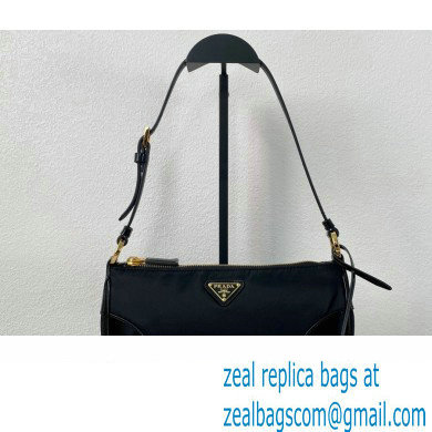 Prada Re-Edition 2002 Re-Nylon and brushed leather shoulder bag 1BC201 Black 2023