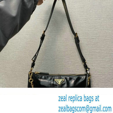 Prada Re-Edition 2002 medium leather shoulder bag 1BC221 Black 2024 - Click Image to Close