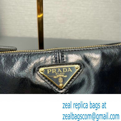 Prada Re-Edition 2002 medium leather shoulder bag 1BC221 Black 2024 - Click Image to Close