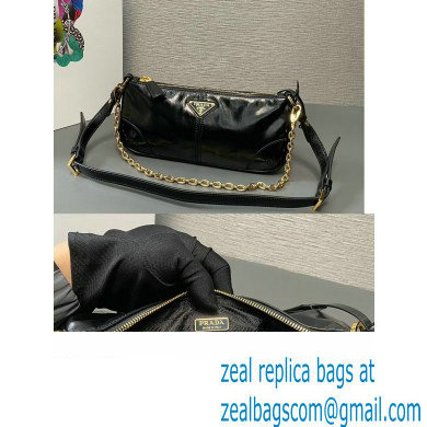 Prada Re-Edition 2002 medium leather shoulder bag 1BC221 Black 2024 - Click Image to Close