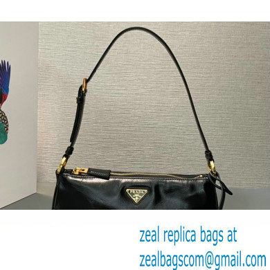 Prada Re-Edition 2002 small leather shoulder bag 1BC201 Black 2024 - Click Image to Close