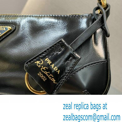 Prada Re-Edition 2002 small leather shoulder bag 1BC201 Black 2024 - Click Image to Close