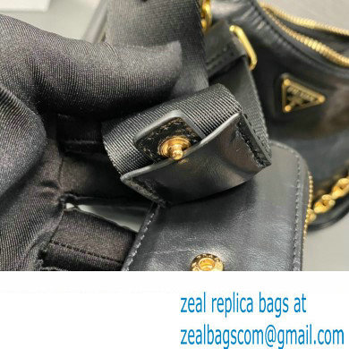 Prada Re-Edition 2005 Leather Shoulder Hobo Bag with nylon shoulder strap 1BH204 black 2024 - Click Image to Close