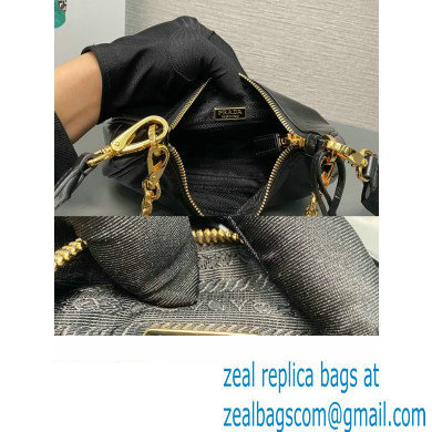 Prada Re-Edition 2005 Leather Shoulder Hobo Bag with nylon shoulder strap 1BH204 black 2024 - Click Image to Close