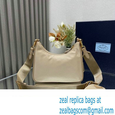 Prada Re-Edition 2005 Re-Nylon Hobo Bag 1BH204 Beige/Gold 2024 - Click Image to Close