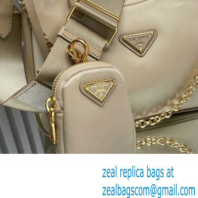 Prada Re-Edition 2005 Re-Nylon Hobo Bag 1BH204 Beige/Gold 2024 - Click Image to Close