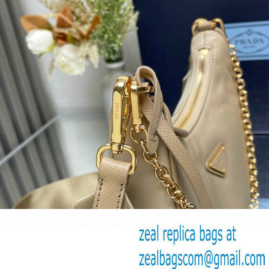 Prada Re-Edition 2005 Re-Nylon Hobo Bag 1BH204 Beige/Gold 2024 - Click Image to Close