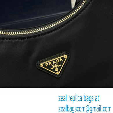 Prada Re-Edition 2005 Re-Nylon Hobo Bag 1BH204 Black/Gold 2024 - Click Image to Close