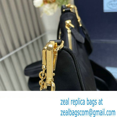 Prada Re-Edition 2005 Re-Nylon Hobo Bag 1BH204 Black/Gold 2024 - Click Image to Close