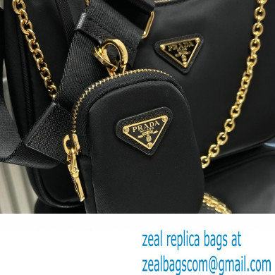 Prada Re-Edition 2005 Re-Nylon Hobo Bag 1BH204 Black/Gold 2024 - Click Image to Close