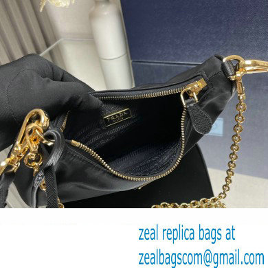 Prada Re-Edition 2005 Re-Nylon Hobo Bag 1BH204 Black/Gold 2024 - Click Image to Close