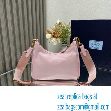 Prada Re-Edition 2005 Re-Nylon Hobo Bag 1BH204 Light Pink/Gold 2024 - Click Image to Close