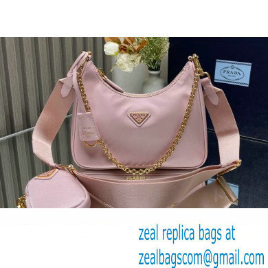 Prada Re-Edition 2005 Re-Nylon Hobo Bag 1BH204 Light Pink/Gold 2024