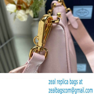 Prada Re-Edition 2005 Re-Nylon Hobo Bag 1BH204 Light Pink/Gold 2024 - Click Image to Close