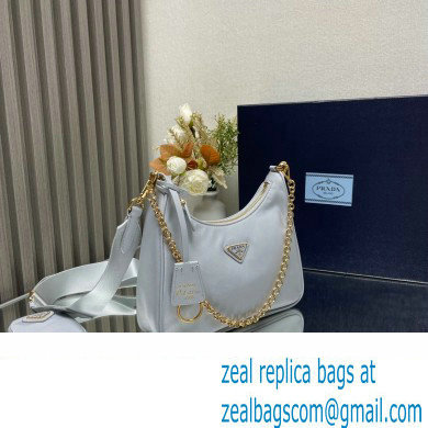 Prada Re-Edition 2005 Re-Nylon Hobo Bag 1BH204 Pale Blue/Gold 2024