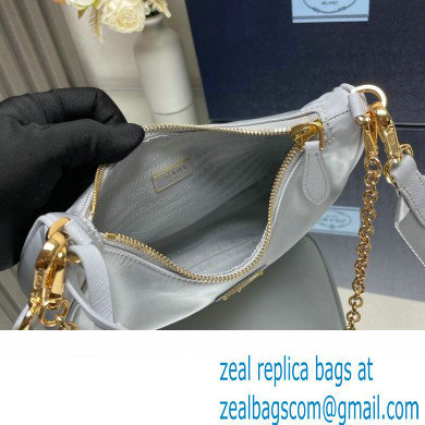 Prada Re-Edition 2005 Re-Nylon Hobo Bag 1BH204 Pale Blue/Gold 2024 - Click Image to Close
