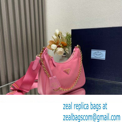 Prada Re-Edition 2005 Re-Nylon Hobo Bag 1BH204 Pink/Gold 2024