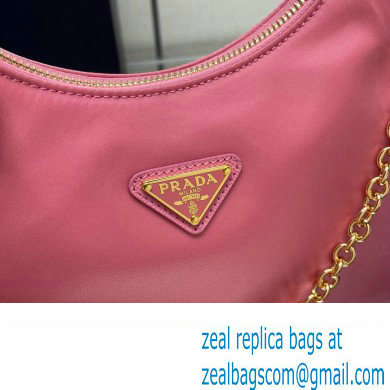 Prada Re-Edition 2005 Re-Nylon Hobo Bag 1BH204 Pink/Gold 2024 - Click Image to Close