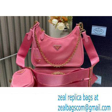 Prada Re-Edition 2005 Re-Nylon Hobo Bag 1BH204 Pink/Gold 2024 - Click Image to Close