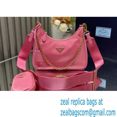 Prada Re-Edition 2005 Re-Nylon Hobo Bag 1BH204 Pink/Gold 2024