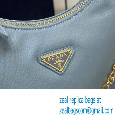 Prada Re-Edition 2005 Re-Nylon Hobo Bag 1BH204 Sky Blue/Gold 2024