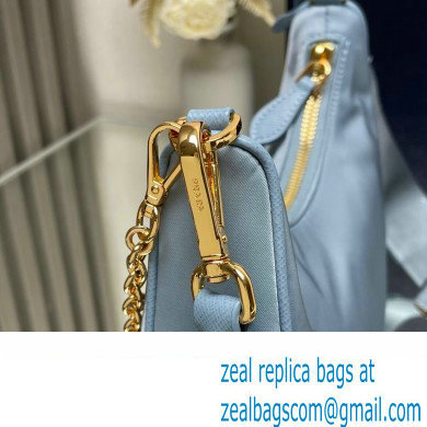 Prada Re-Edition 2005 Re-Nylon Hobo Bag 1BH204 Sky Blue/Gold 2024 - Click Image to Close
