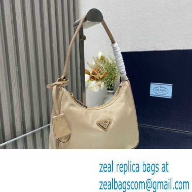 Prada Re-Edition 2005 Re-Nylon and Saffiano Mini Hobo Bag 1NE204 Beige/Gold 2024