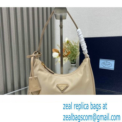 Prada Re-Edition 2005 Re-Nylon and Saffiano Mini Hobo Bag 1NE204 Beige/Gold 2024