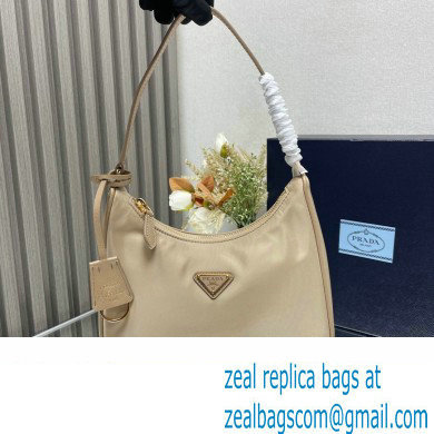 Prada Re-Edition 2005 Re-Nylon and Saffiano Mini Hobo Bag 1NE204 Beige/Gold 2024