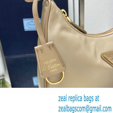 Prada Re-Edition 2005 Re-Nylon and Saffiano Mini Hobo Bag 1NE204 Beige/Gold 2024