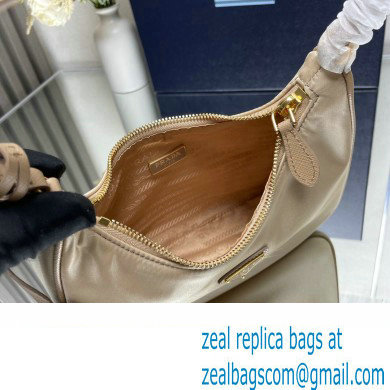Prada Re-Edition 2005 Re-Nylon and Saffiano Mini Hobo Bag 1NE204 Beige/Gold 2024 - Click Image to Close