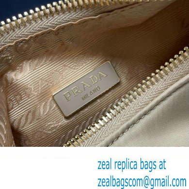 Prada Re-Edition 2005 Re-Nylon and Saffiano Mini Hobo Bag 1NE204 Beige/Gold 2024 - Click Image to Close