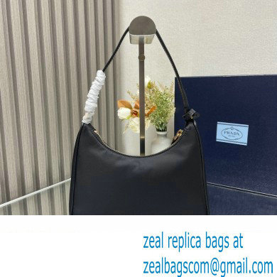 Prada Re-Edition 2005 Re-Nylon and Saffiano Mini Hobo Bag 1NE204 Black/Gold 2024