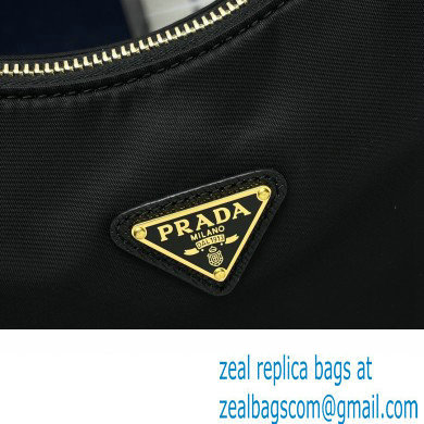 Prada Re-Edition 2005 Re-Nylon and Saffiano Mini Hobo Bag 1NE204 Black/Gold 2024