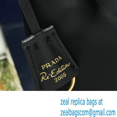 Prada Re-Edition 2005 Re-Nylon and Saffiano Mini Hobo Bag 1NE204 Black/Gold 2024