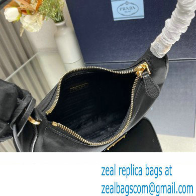 Prada Re-Edition 2005 Re-Nylon and Saffiano Mini Hobo Bag 1NE204 Black/Gold 2024 - Click Image to Close