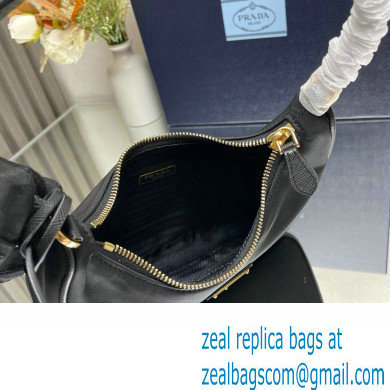 Prada Re-Edition 2005 Re-Nylon and Saffiano Mini Hobo Bag 1NE204 Black/Gold 2024