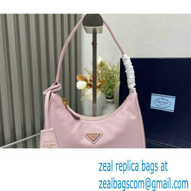 Prada Re-Edition 2005 Re-Nylon and Saffiano Mini Hobo Bag 1NE204 Light Pink/Gold 2024 - Click Image to Close