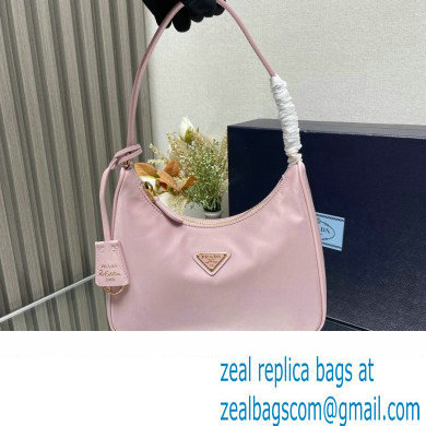 Prada Re-Edition 2005 Re-Nylon and Saffiano Mini Hobo Bag 1NE204 Light Pink/Gold 2024 - Click Image to Close