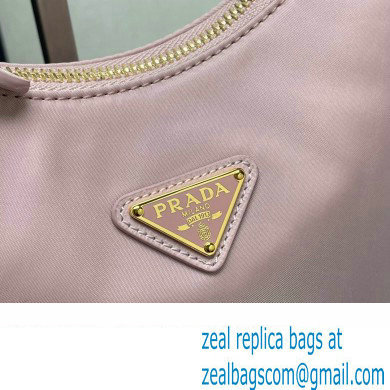 Prada Re-Edition 2005 Re-Nylon and Saffiano Mini Hobo Bag 1NE204 Light Pink/Gold 2024 - Click Image to Close